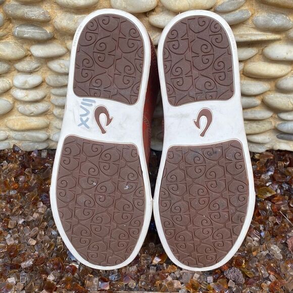 Olukai Pehuea Lau Paprika Leather Lei Drop in Heel Easy On/Off Slip On 6.5 EUC! - Picture 7 of 9